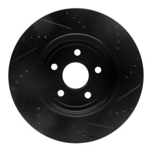 Dodge Durango Brake Rotor (1) - Rear Left - R1 Concepts - Drilled & Slotted - Black - `12-`25